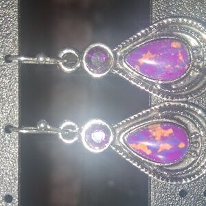Elegant Silver and Purple Teardrop Earrings